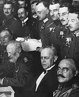 Slide 6 The Treaty of Brest-Litovsk Delegates in negotiations for the Treaty of Brest-Litovsk, March 1918 However having seized power in Russia in the November Revolution of 1917, the new Bolshevik