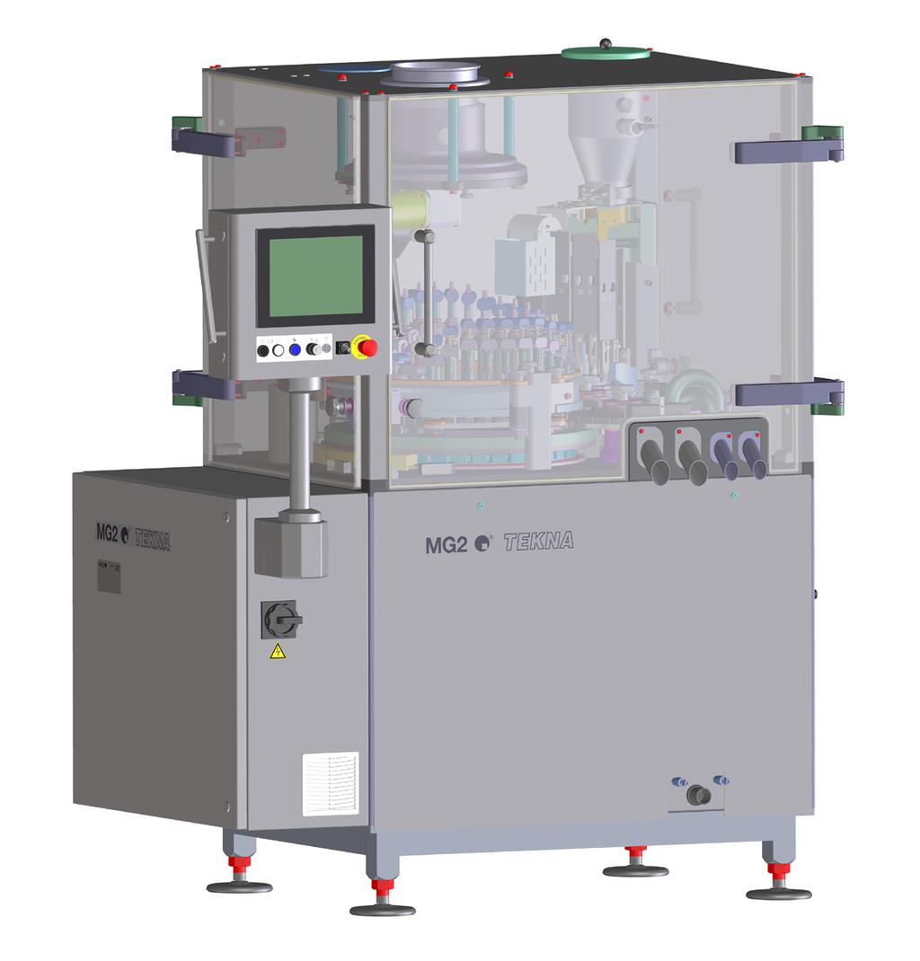 start-up and production phases, by reducing the loss of product and dispersion of powder in the dosing area as well as in the environment. TEKNA is available for production speed up to 140.000 or 70.