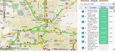 for the color coding scheme for travel conditions on arterials is descriptive i.e., moving well, slowing, heavy traffic, very congested and no data.
