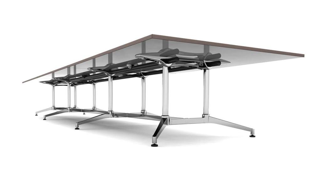 Multi-Leg Boardroom Table in chrome with polished aluminium feet can