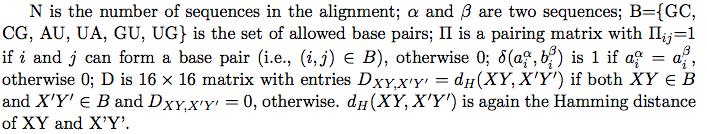 Covariance-like score calculation The score between two columns