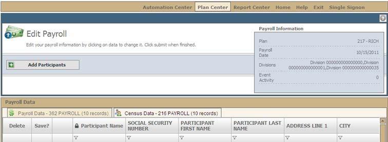 The Census Data tab on the Edit Payroll page appears below.