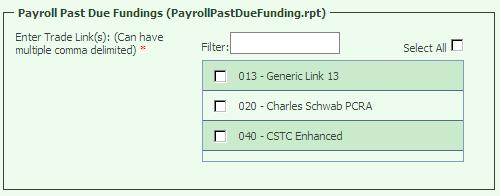 Sample Past Due Funding Report Plans with past due funding appear on this report.