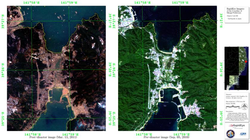 Fig. 10 RapidEye imagery of the Coastline of Miyagi