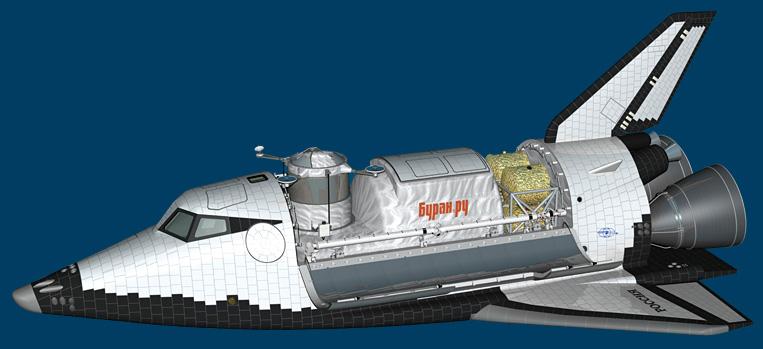 The external tank (ET) would have three chambers: one for liquid hydrogen (at the front), one for liquid oxygen (in the middle), and one for kerosene (at the rear closest to the MAKS spaceplane).