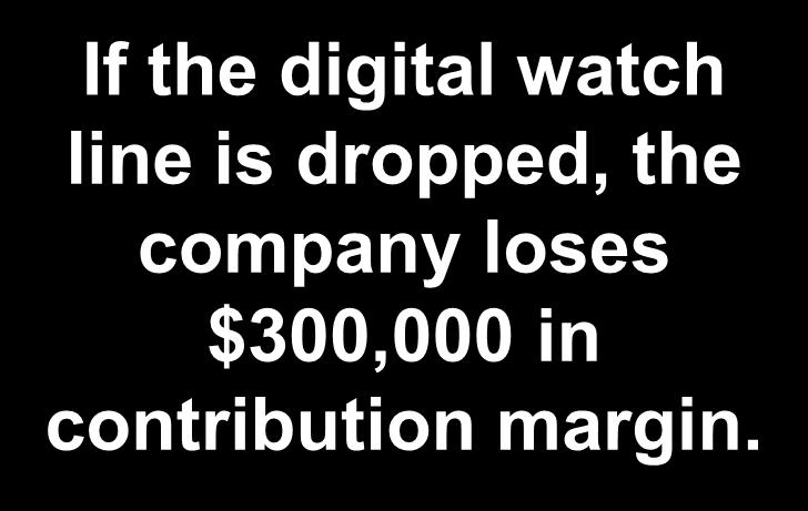 10-25 Comparative Income Approach Solution Keep Digital Watches Sales 500,000 Drop Digital Watches Difference $ $ (500,000) $ - Less variable expenses: - Manufacturing expenses 120,000-120,000