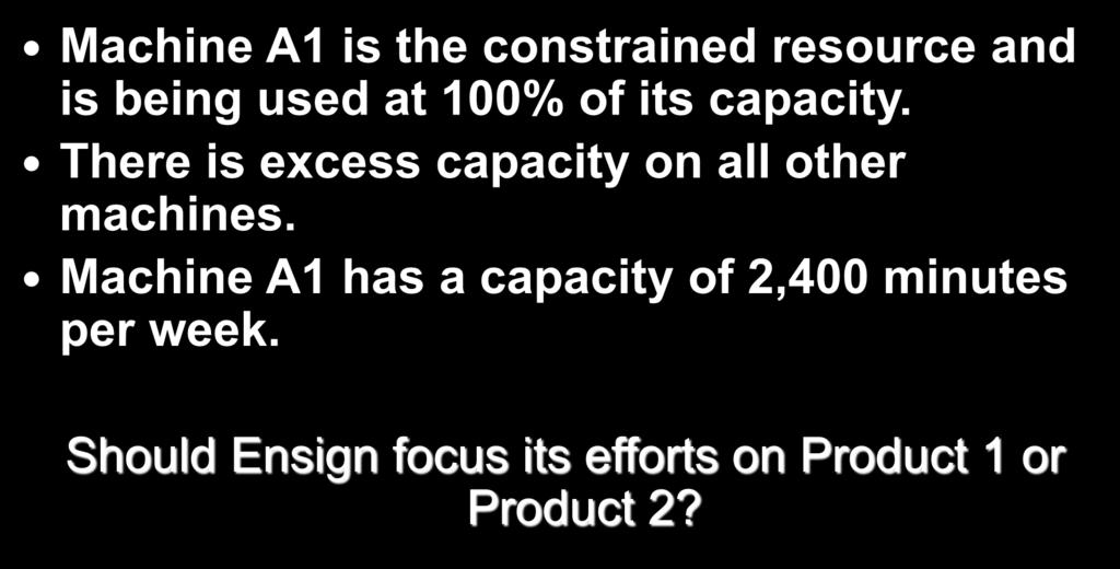10-54 Utilization of a Constrained Resource: An Example Machine A1 is the constrained resource and is being used at 100% of its capacity.