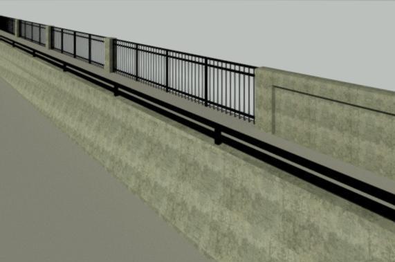 Option 2 Install new railing: - Engineering Dept. recommendation. Black tubular ornamental railing, pre-manufactured. ~$50,000 Black tubular ornamental railing, pre-manufactured.