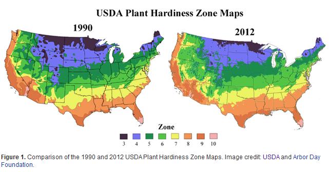 Plant hardiness zones are shifting