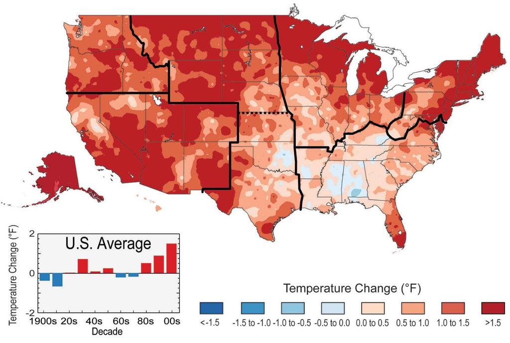 Observed Changes to Averages Change in average temperature