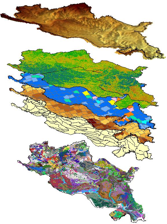 Modeling Framework for UMRB Ground surface topography Water use