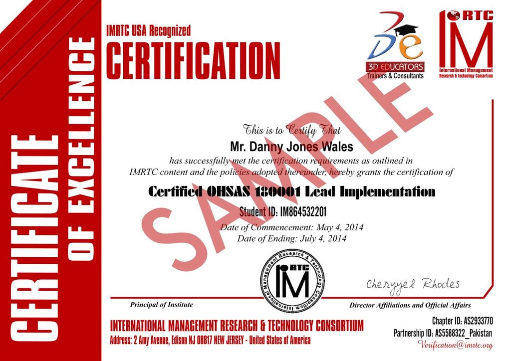 FINAL CERTIFICATION AWARDED BY