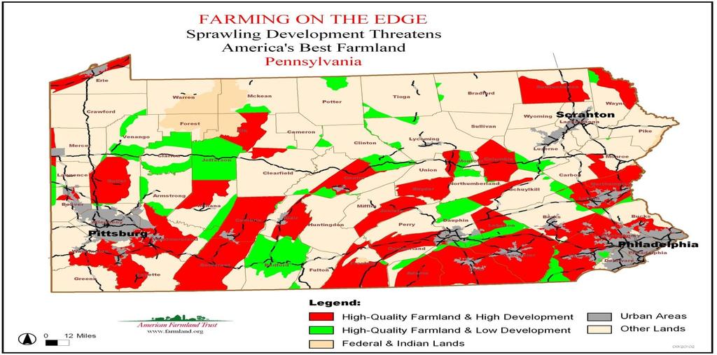 5. In PA, farms cover about 1/3 of the state with southeastern part the most fertile.