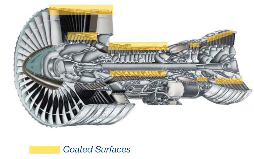 Thermally sprayed abradable coatings have been applied to the compressor sections of jet engines since the late 1960 s and predominantly consist of composite materials deriving their abradability