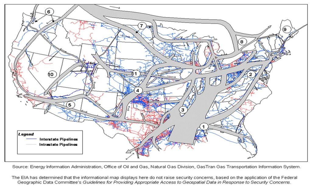 Major Gas Corridors 11 major transportation gas corridors (illustrated below) This also demonstrates the capacity put in