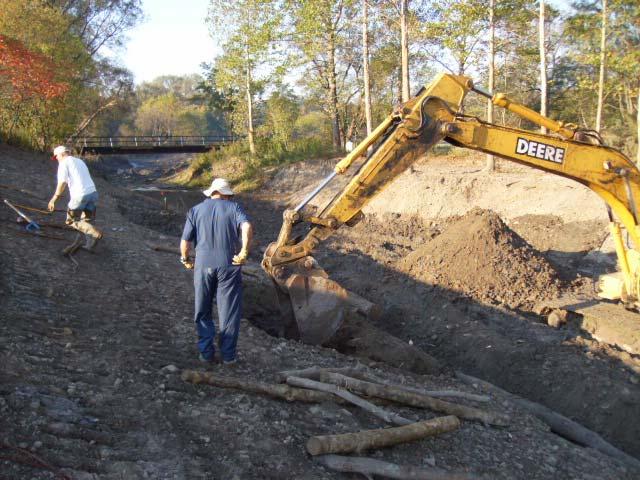 revetments Logs were placed into
