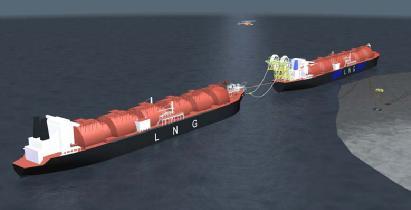 LNG delivery description FSRU connected to demountable buoy serving as LNG terminal LNG shuttle tankers delivering LNG to