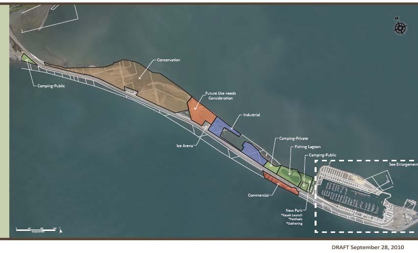 Figure 17. Homer Spit Drawbacks of using the Homer Spit to site an LNG facility are: It does not fit into the existing master plan for the development of the Spit.