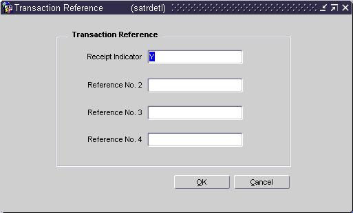 Retek Sales Audit Add reference information to a transaction 1. Click Reference. The Header Reference window is displayed. 2.