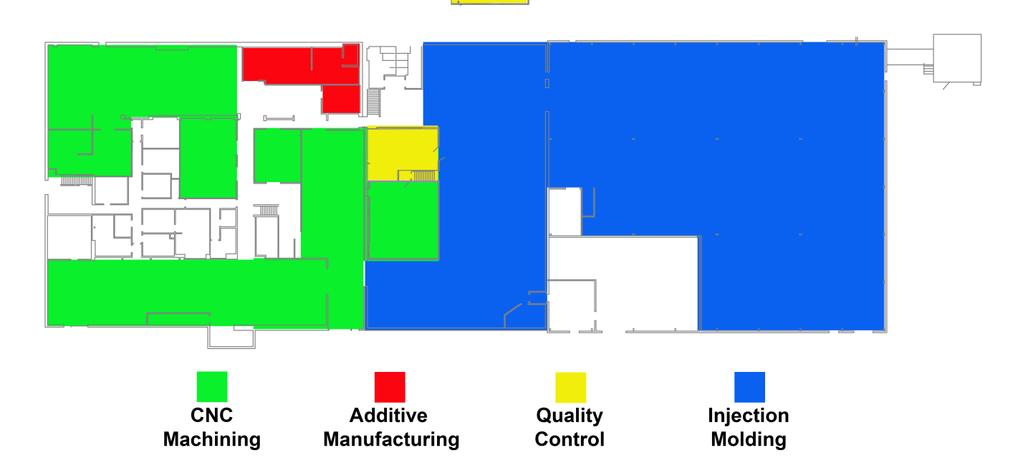 Harbec s Layout 50,000 square feet total 24,000 square feet for Plastic Injection