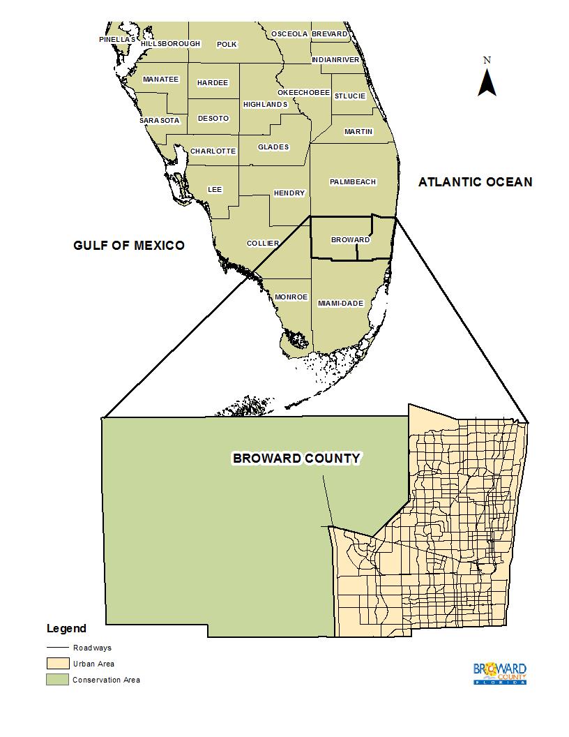 1.0 INTRODUCTION Broward County is located on the southeastern coast of Florida and is surrounded by the Atlantic Ocean to the east, Miami-Dade County to the south, Collier County to the west and