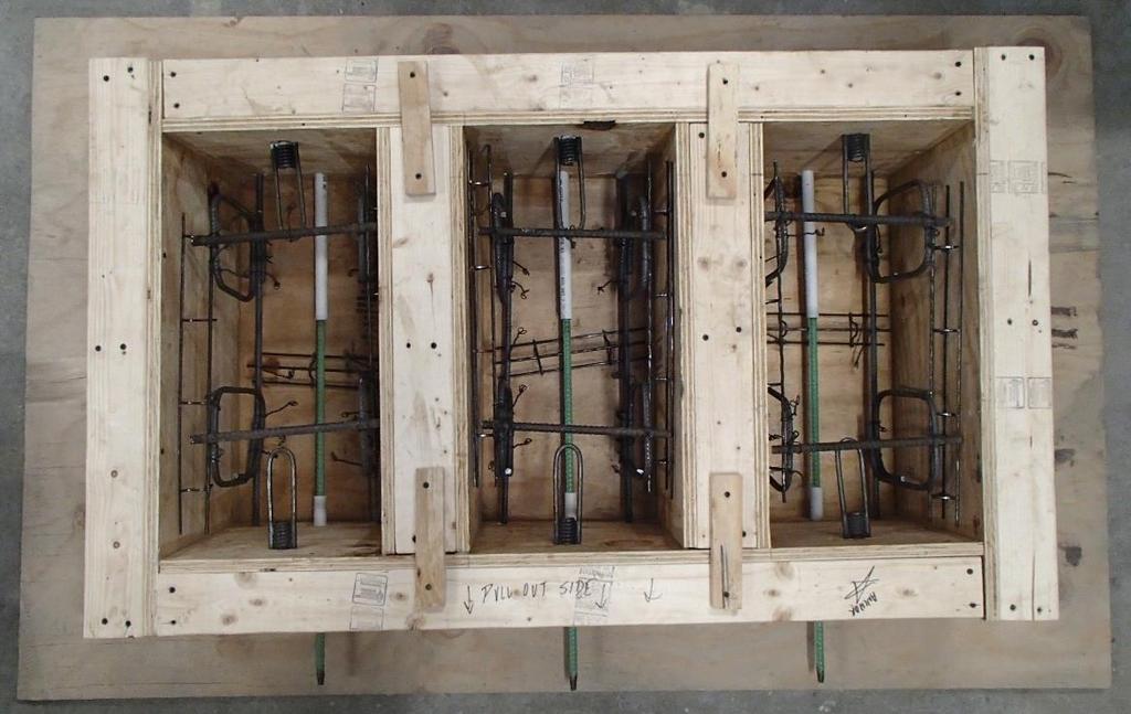 Figure 4-27: Formwork and Steel Reinforcement Schematic for Bar Pullout Test Specimens Using a No.