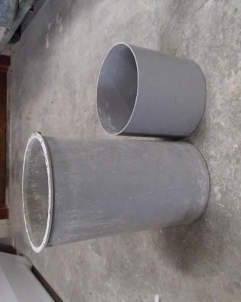 Figure 4-10: Sieving Coarse Aggregates out of Concrete to Form Mortar for Set Time Test Figure 4-11: Plastic Cylindrical Mold Cut to be Used for Set Time Penetrometer Tests and a mortar