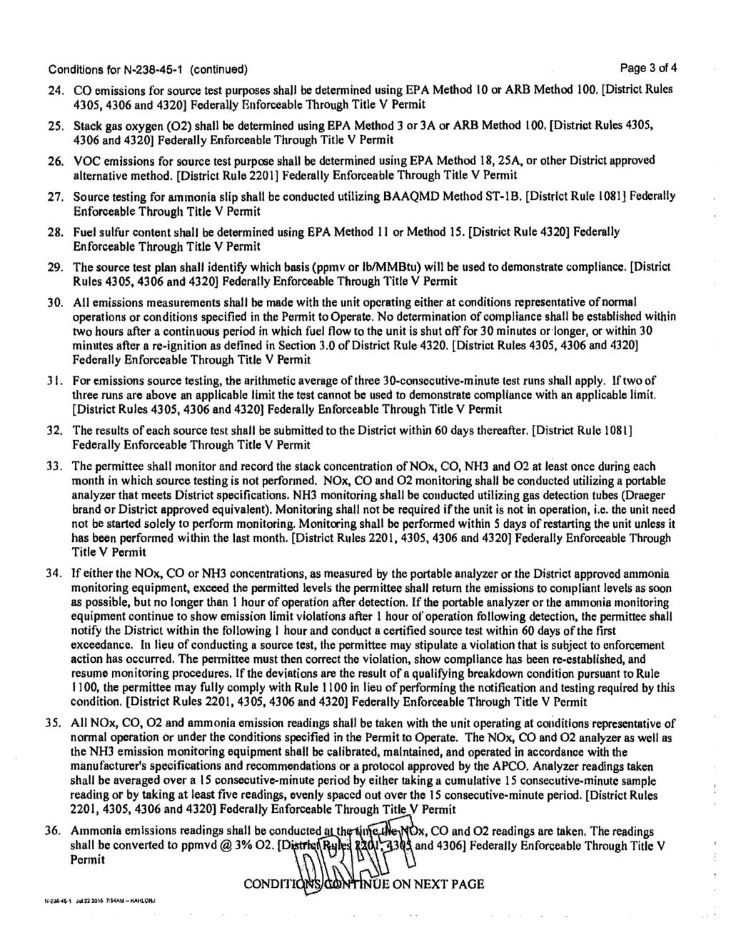 Conditions for N-238-45-1 (continued) Page 3 of 4 24.