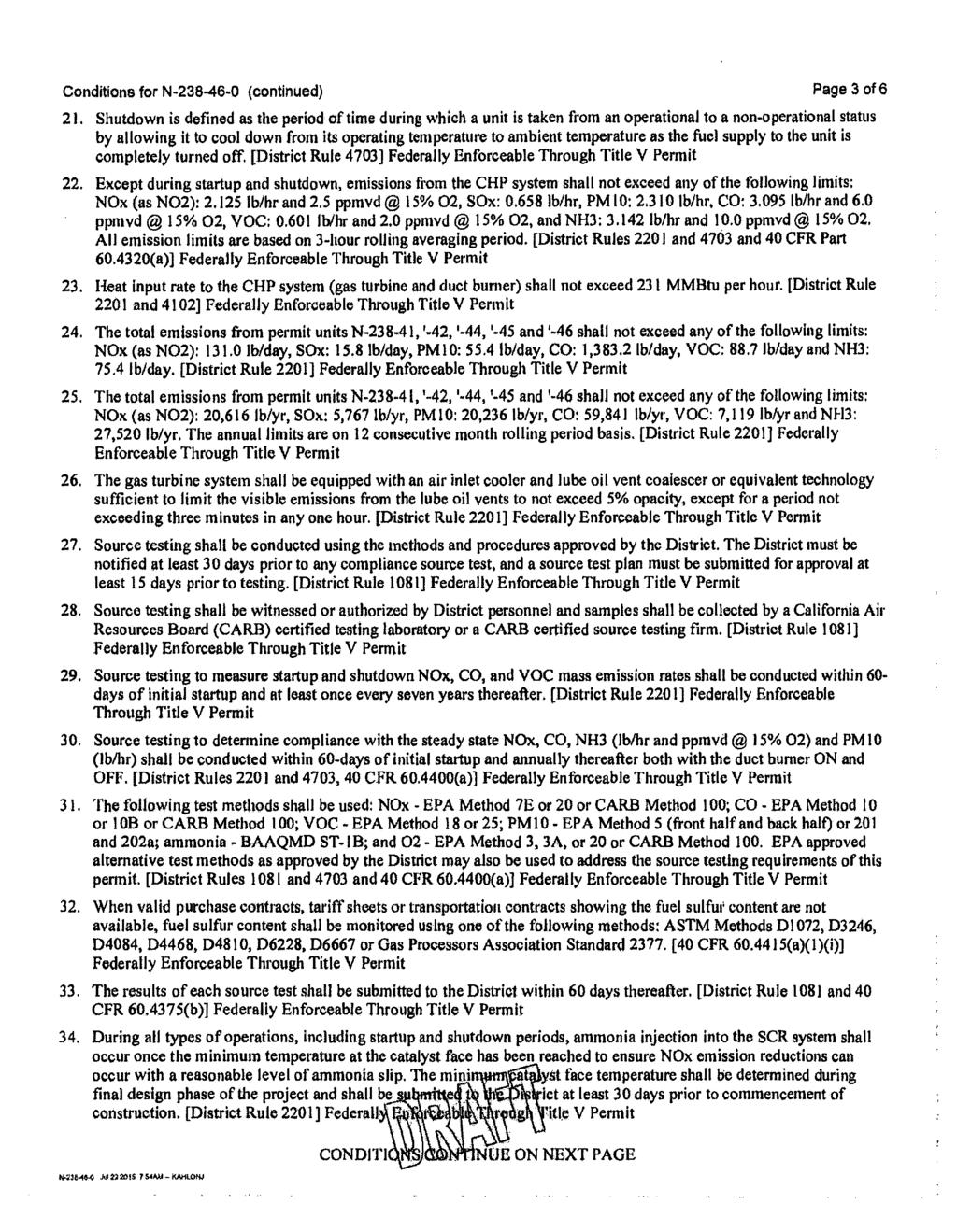 Conditions for N-236-46-0 (continued) Page 3 of 6 21.