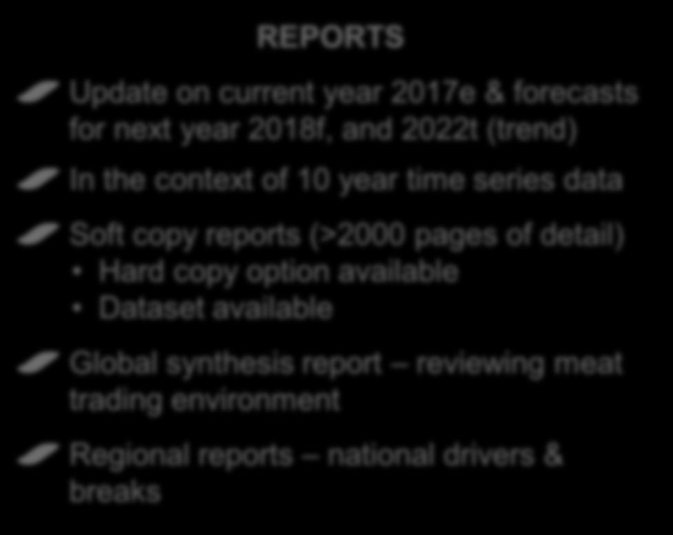 In the context of 10 year time series data Soft copy reports (>2000 pages of detail) Hard copy option