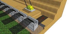(if specified Geogrid length is 10' the length will be 22' long) Place the base units vertical open core over the half rolled length of Geogrid.