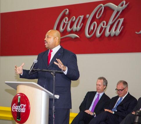 David Tandy, President of Louisville Metro Council, at the Coca-Cola Consolidated grand opening. Riverport continues to be the place for businesses to grow.