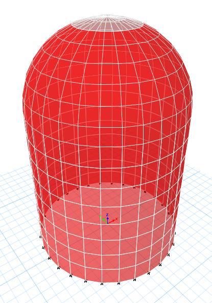 The wall and dome thickness is 1.22 m. Fig.
