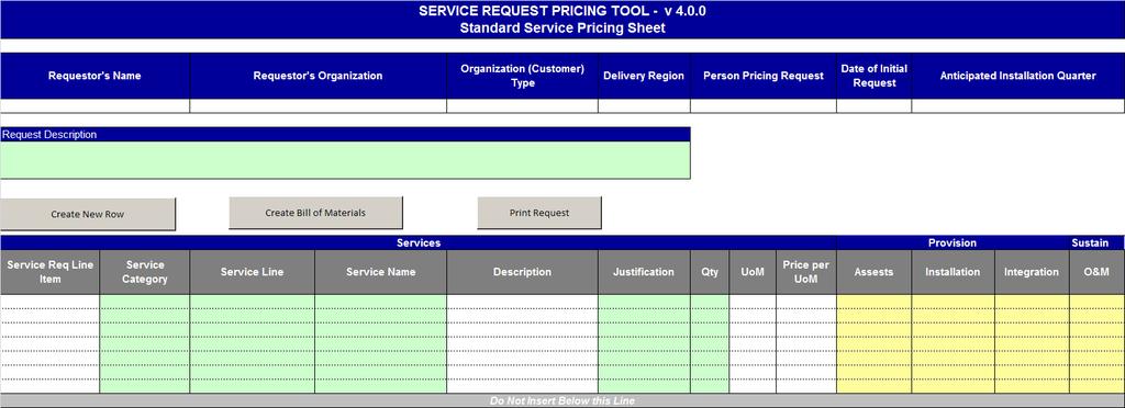 Service Request Pricing Tool (SRPT)