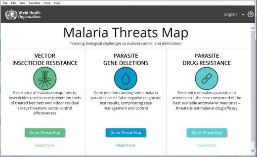 Malaria Threat Maps: Data Vector insecticide resistance 1949-2017 bioassays, mechanisms n = 29,137 tests GMP Databases hrp2/3 gene deletions 1996-2017 Suspected and confirmed n = 131 survey areas; 26