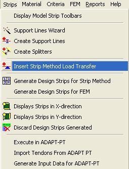 FIGURE 1.5-1 You need to select a support line and attach the Strip Method Load Transfer to it at the location of your choice. A window (as shown in Figure 1.