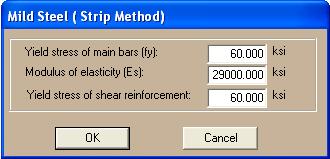 These will be used when calculating the number of bars required. Yield stress of shear reinforcement should be entered as 60 ksi. FIGURE 1.