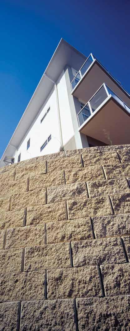Keystone A strong and secure walling option, available in both flushface and curved splitface, it features a unique interlocking pin system and is best suited to professionally designed walls up to