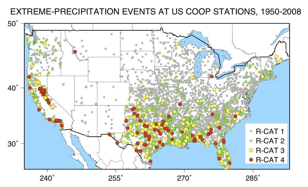LARGEST 3-DAY PRECIPITATION TOTALS 1950-2008 Primarily due to Atmospheric River