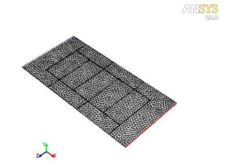 3D mesh of solar flat plate collector The temperature distribution is obtained by CFD simulation. The contour plots obtained for the temperature distribution is given by Figure 4.