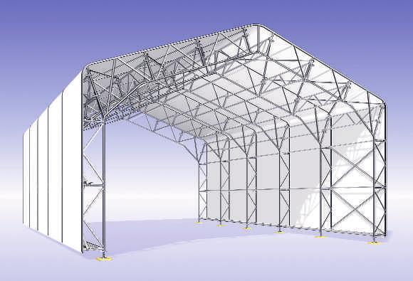 It is used as the base for the ballast and acts as the lower pivot point during assembly of the further hall trusses (Fig. 15).