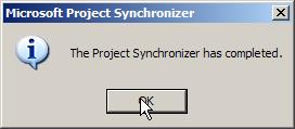 When the Project Synchronizer has finished the transfer, all Microsoft Project 2000