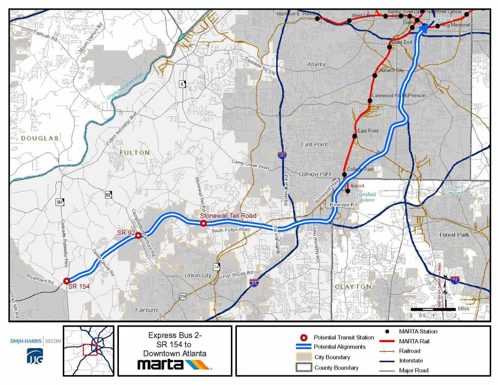 Figure 5-2: Express Bus 2 Alternative SR 154 to Downtown SOUTH FULTON PARKWAY
