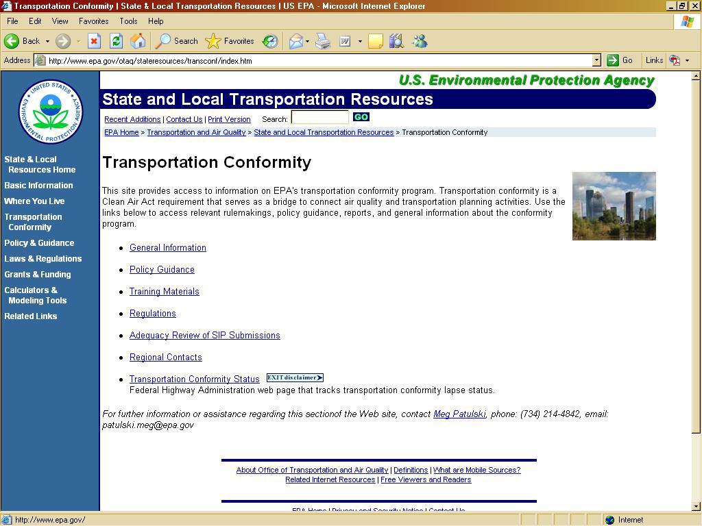 EPA s Conformity Home Page http://www.epa.