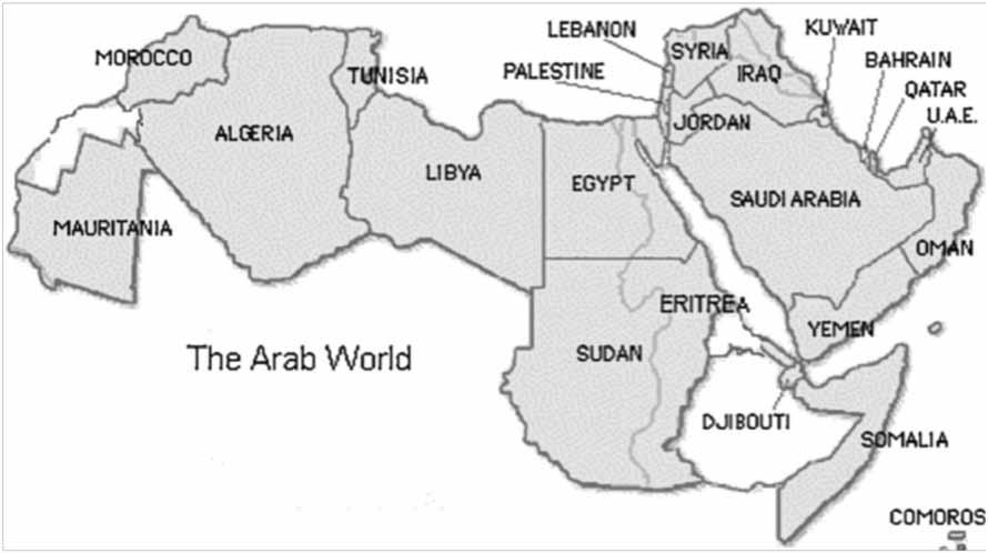 Figure (1): Map of the Arabic countries. Source: Arab Bay.com, http://www.arabbay.com/arabmap.htm 1.