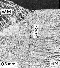 FATIGUE 135 Figure 5.18 Fatigue crack originating from weld toe of gas metal arc weld of carbon steel. Reprinted from Itoh (15). Courtesy of American Welding Society. Figure 5.19 Effect of undercutting on fatigue in electron beam welds of carbon steel: (a) photograph; (b) fatigue life.