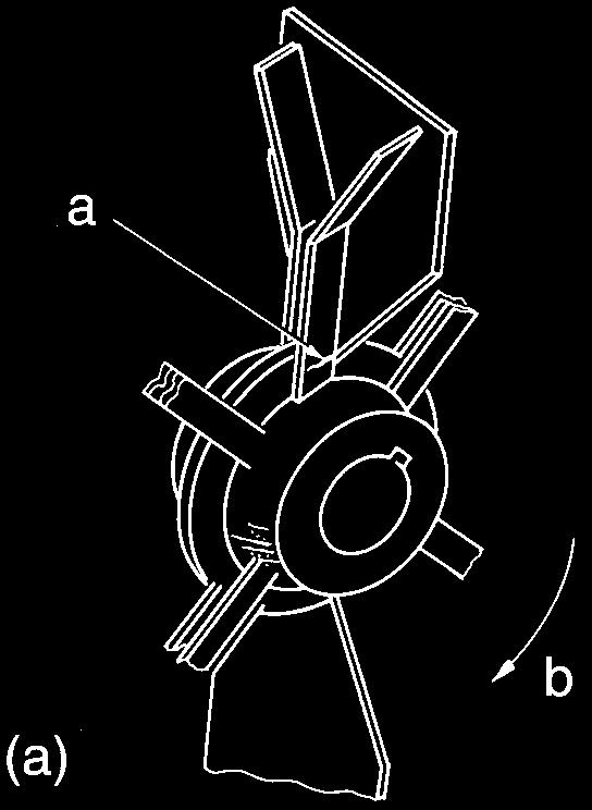 296 WELD METAL SOLIDIFICATION CRACKING Figure 11.39 Failure of a large welded exhaust fan (94): (a) location of failure; (b) failed component.
