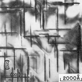 BACKGROUND 357 Figure 15.3 Transmission electron micrograph of a 2219 aluminum heat treated to contain q phase. From Dumolt et al. (5).