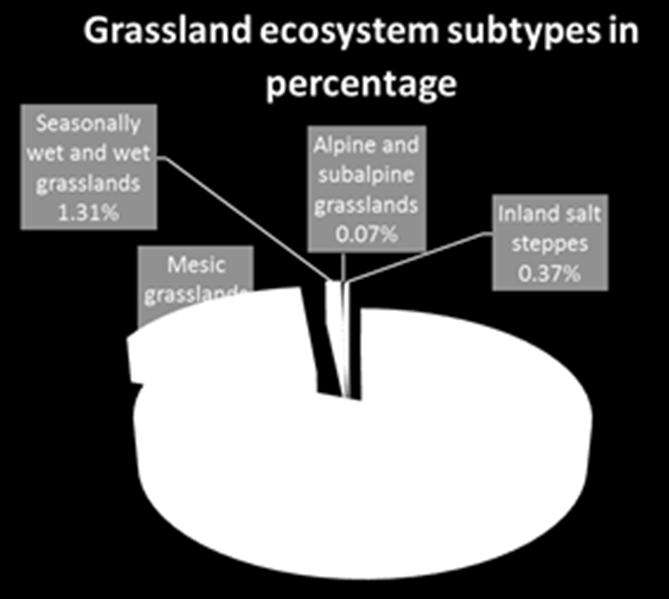 Grassland ecosystems in Bulgaria Grassland ecosystems typology 301. Dry grasslands 302. Mesic grasslands 303. Seasonally wet and wet grasslands 304. Alpine and subalpine grasslands 305.
