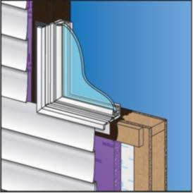 Benefits: Simple concept, insulating sheathing can be installed directly over wood sheathing Window is in line with exterior insulating sheathing plane so no significant change in window flashing